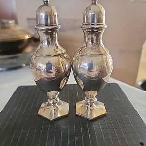 William Adams WA  Silver Plated Footed Salt Pepper Shakers